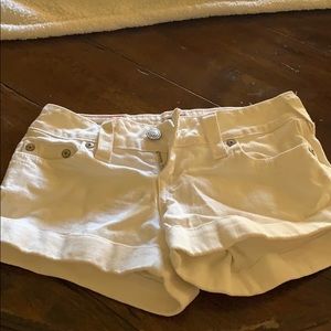 True Religion White cuffed jean shorts